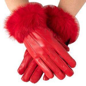 Alpine Swiss Womens Dressy Gloves Genuine Leather Thermal Lined Faux Fur Cuffs
